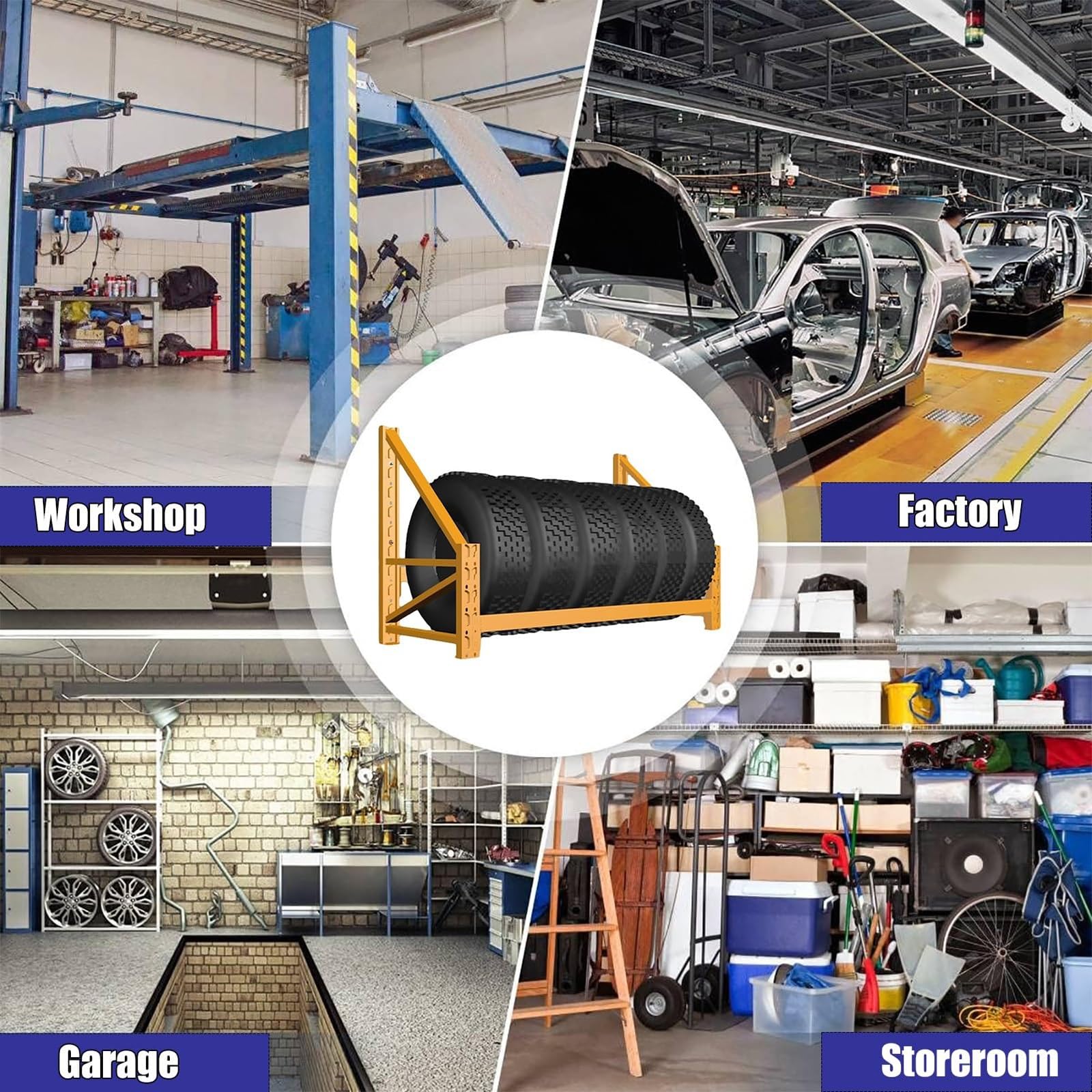 Generisch Wandmontierter Reifenhalter – Robuster Reifenhalter für die Garage, Tragkraft 300 kg, platzsparende Hängeaufbewahrung für Ersatzräder, 1,5 m lang, langlebig und einfach zu montieren