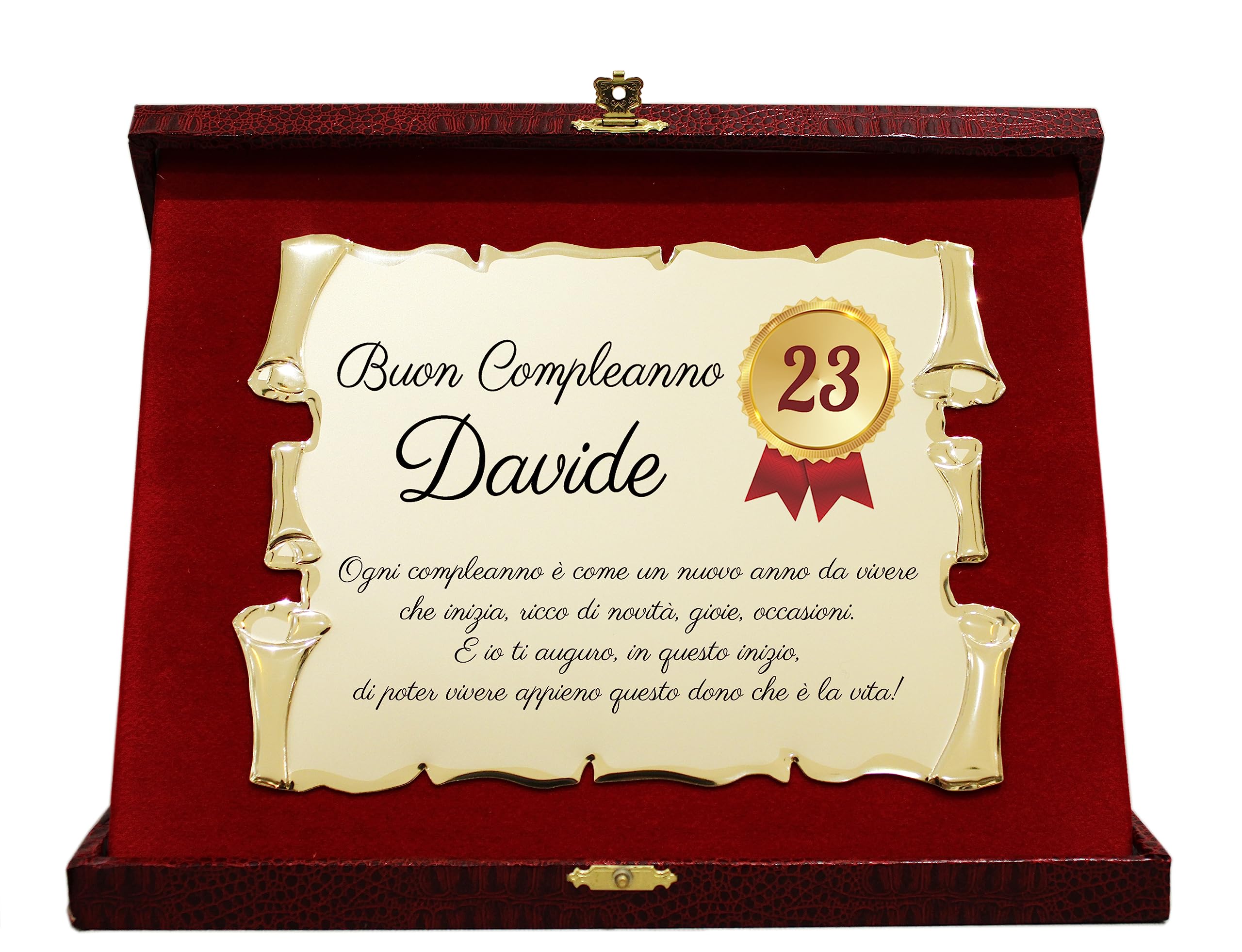 Generico Targa Compleanno Personalizzata | Regalo per Chi compie 20, 30, 40, 50, 60, 70, 80 Anni | Pergamena Personalizzabile | Idea Auguri Eleganti per Chi compie Gli Anni.