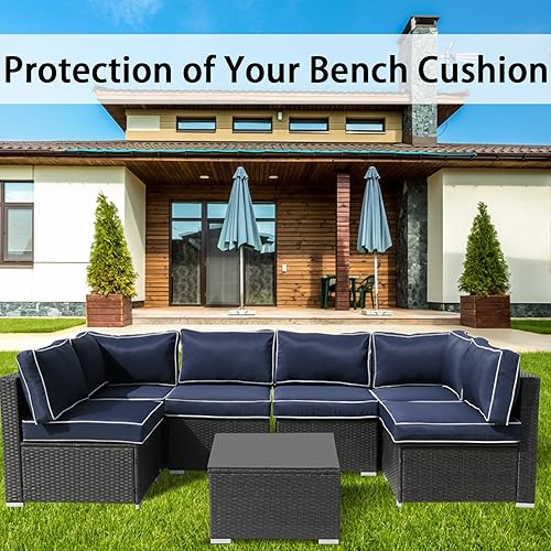 Miniatura 24 de Juego de 14 fundas de cojín de repuesto para patio al aire libre, a prueba de salpicaduras, con cremalleras, solo funda protectora para muebles