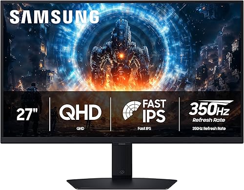 Samsung 27” Odyssey G6 G60F QHD Resolution Gaming Monitor, 350Hz Refresh Rate, Fast IPS Panel, VESA DisplayHDR™ 400, NVIDIA G-Sync Compatible, AMD FreeSync™ Premium, Ergonomic Stand, LS27FG60DENXZA