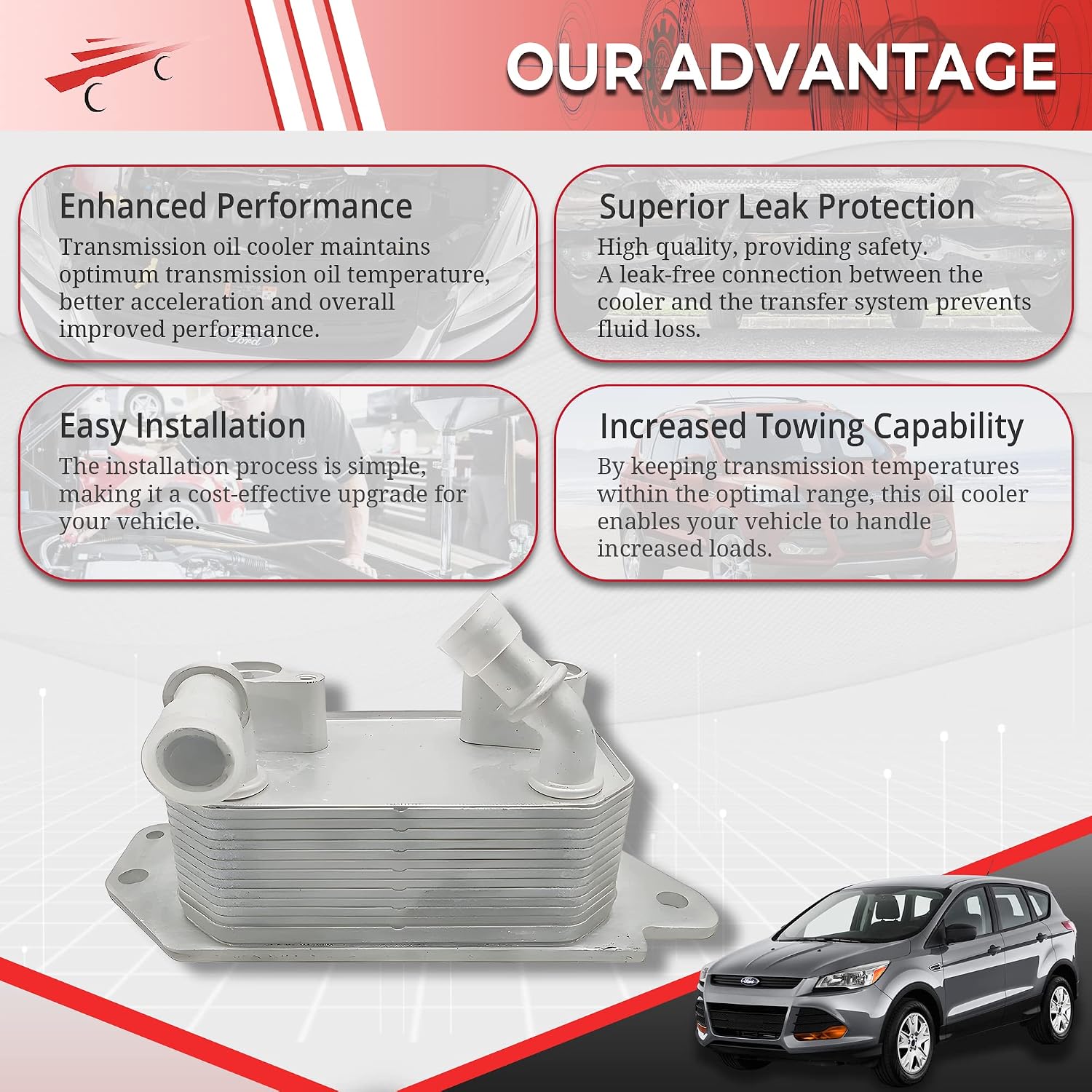 OKAY MOTOR CV6P-7869-AE Transmission Oil Cooler for 2007-2016 Ford Escape 1.6L 2.0L 2.5L 3.0L CV6P7869AE