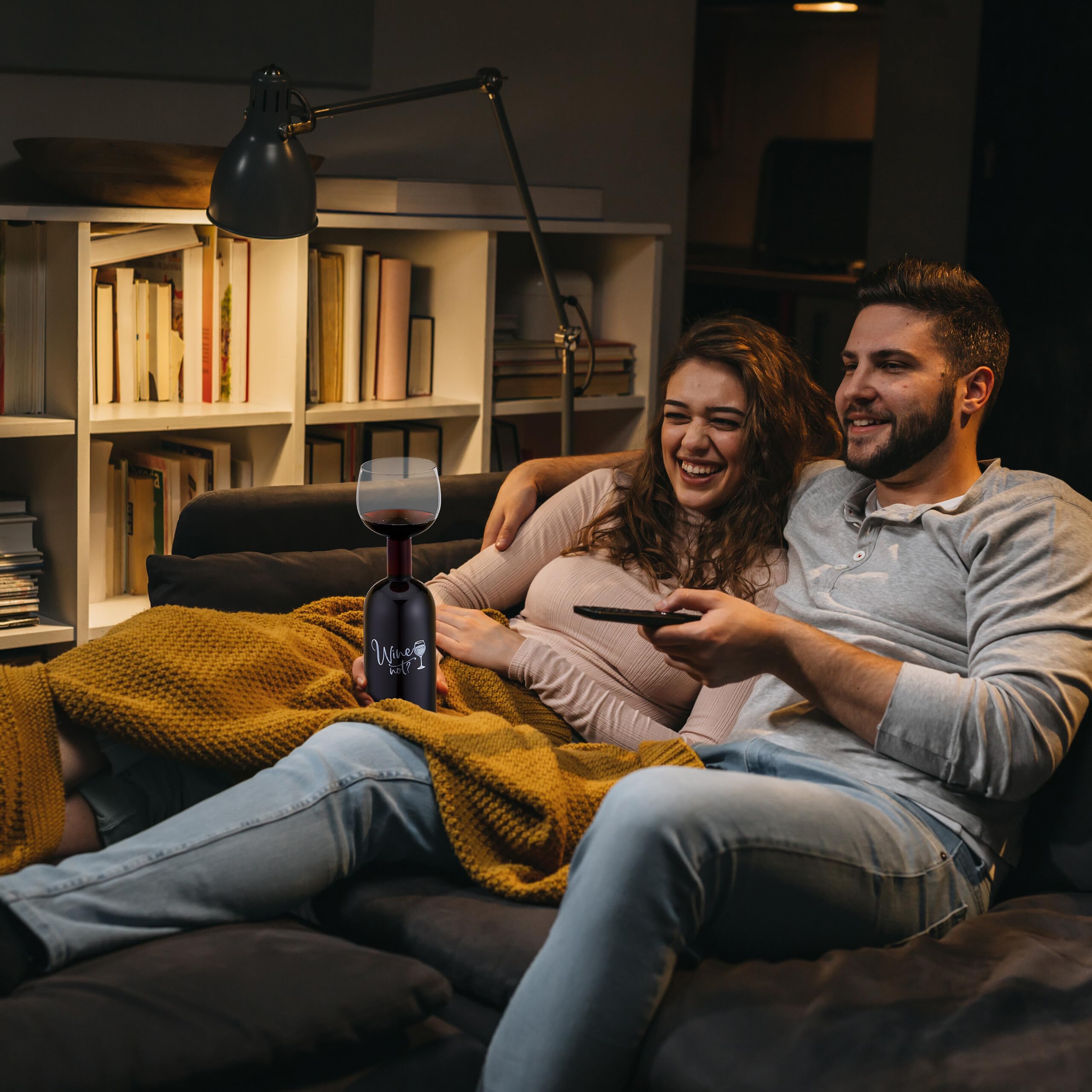 Relaxdays Szklana butelka do wina, XL kieliszek do wina z sentencją, zabawny prezent dla miłośników wina, 750 ml, przezroczysta