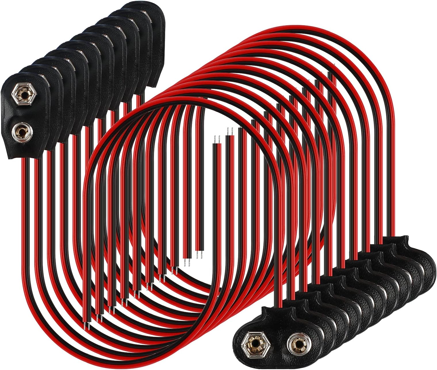 2x Batteriehalter Für 9V Block Akkuhalter Batterieclip Lose Kabelenden 11446