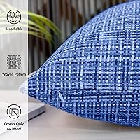 Vista 2 de MIULEE Fundas de cojín decorativas impermeables para exteriores, resistentes al agua, para tienda, patio, jardín, sofá, paquete de 2, 16 x 16 Azul