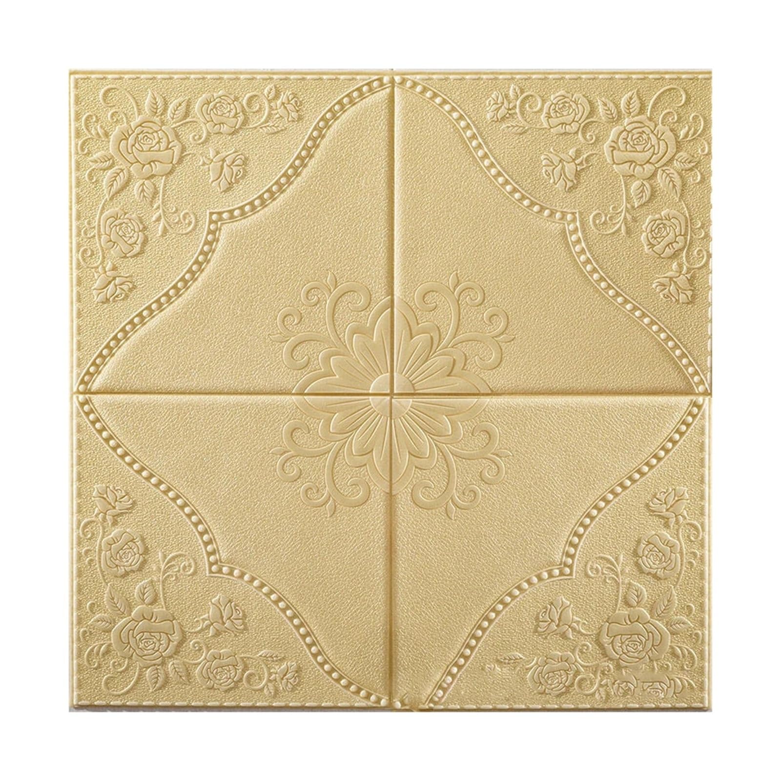 Paneles de Pared 3D,Ladrillo 3d Adhesivo Pared Papel tapiz de decoración techo, papel pared fondo impermeable tridimensional 3D autoadhesivo Uso apto para dormitorio(Yellow,10pcs 70cmX70cm)