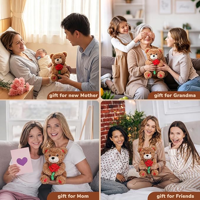 Oso de Peluche con Rosa Suave y Ponderado para Niños miniatura 3