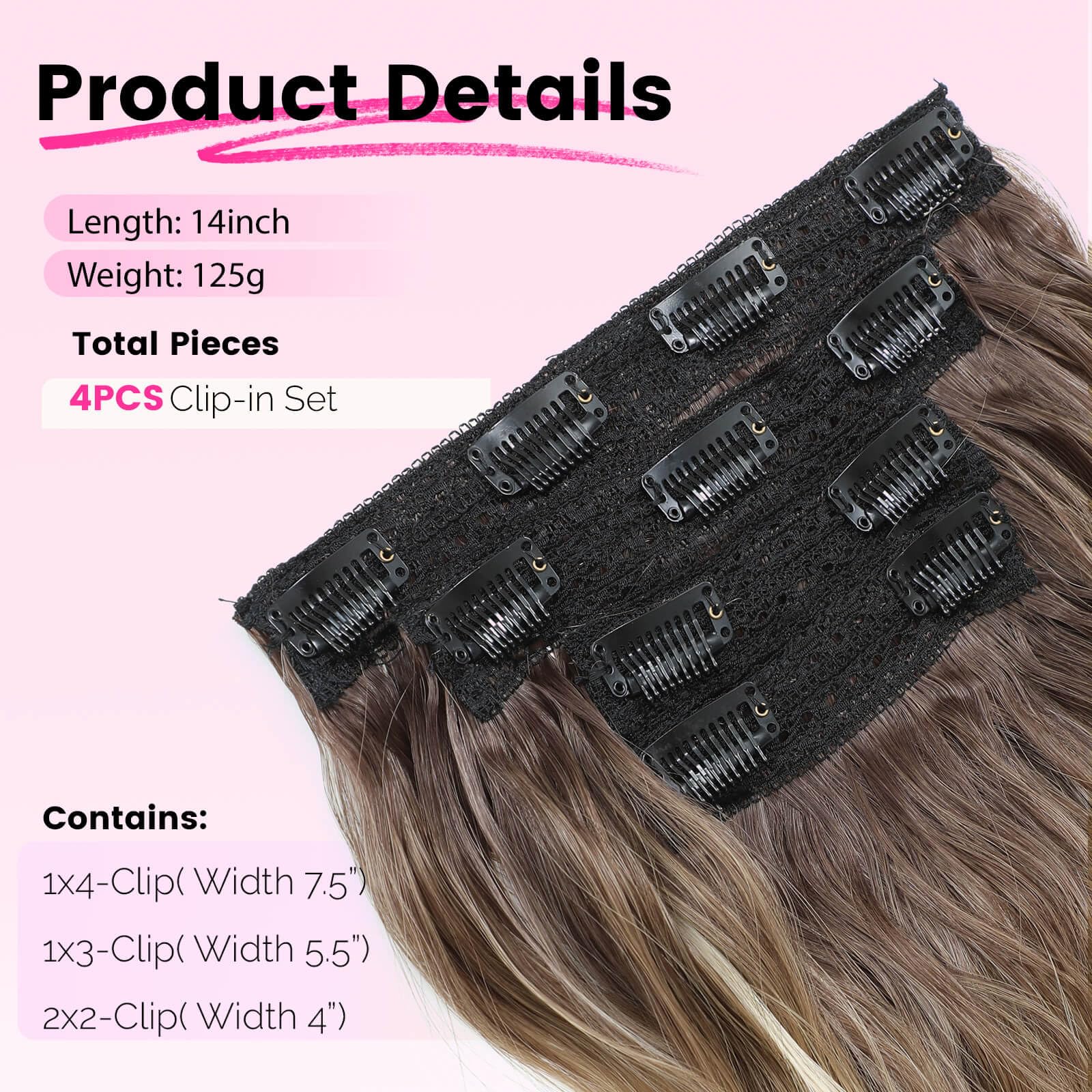 Flyroseing Ombre Brown Blonde with Highlights Clip in Hair Extension - Image 2