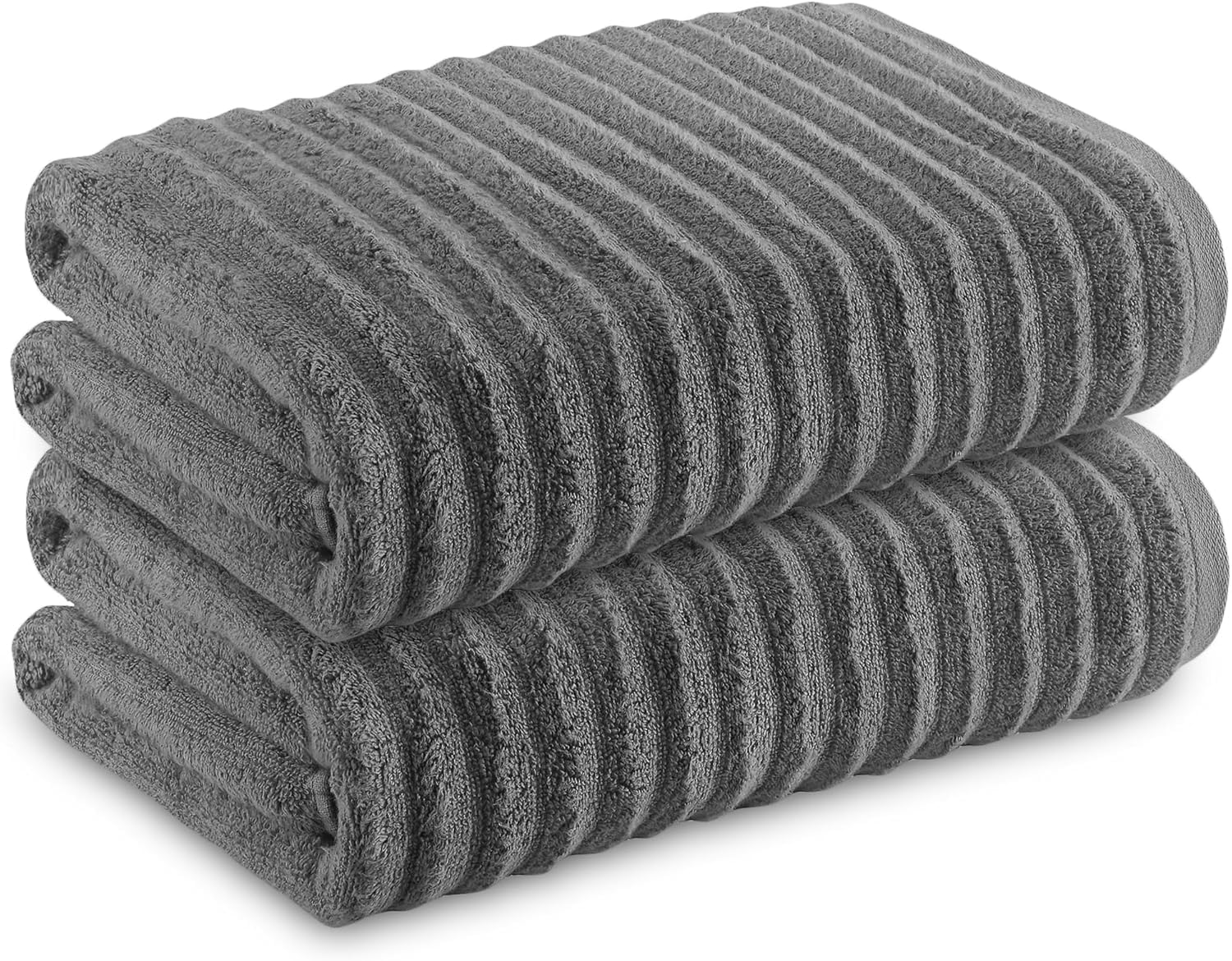 Towelogyยฎ Luxurious Hand Towels For Bathroom - Super Soft Bamboo & Cotton Blend, Pack Of 2 Ultra Absorbent Hotel Quality Ribbed Bathroom Hand Towels Set 50x80cm (Grey)