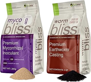 Worm Bliss (1 Qt) + Myco Bliss Granular (200 g) - Mycorrhizal Fungi Inoculant & Worm Castings for Plants - Mycorrhizae for Plants - Earthworm Castings Organic Fertilizer - Mycorrhizal Inoculant