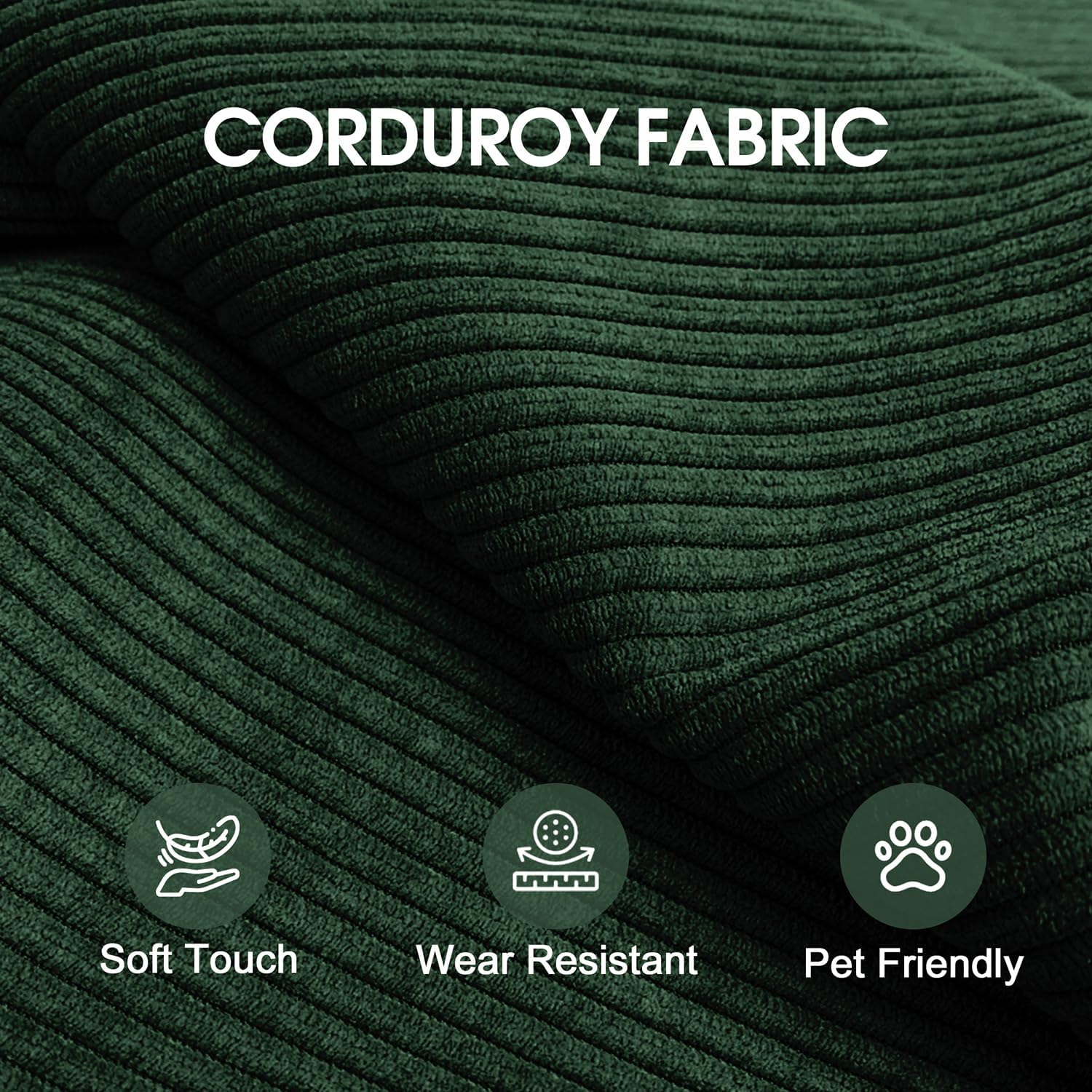 78.8'' Convertible Sleeper Sofa Bed, Futon Boneless Couch Loveseat with Pull Out Bed, Corduroy Foldable Mattress for Living Room, Couch in a Box (Green, 78.8 inch)
