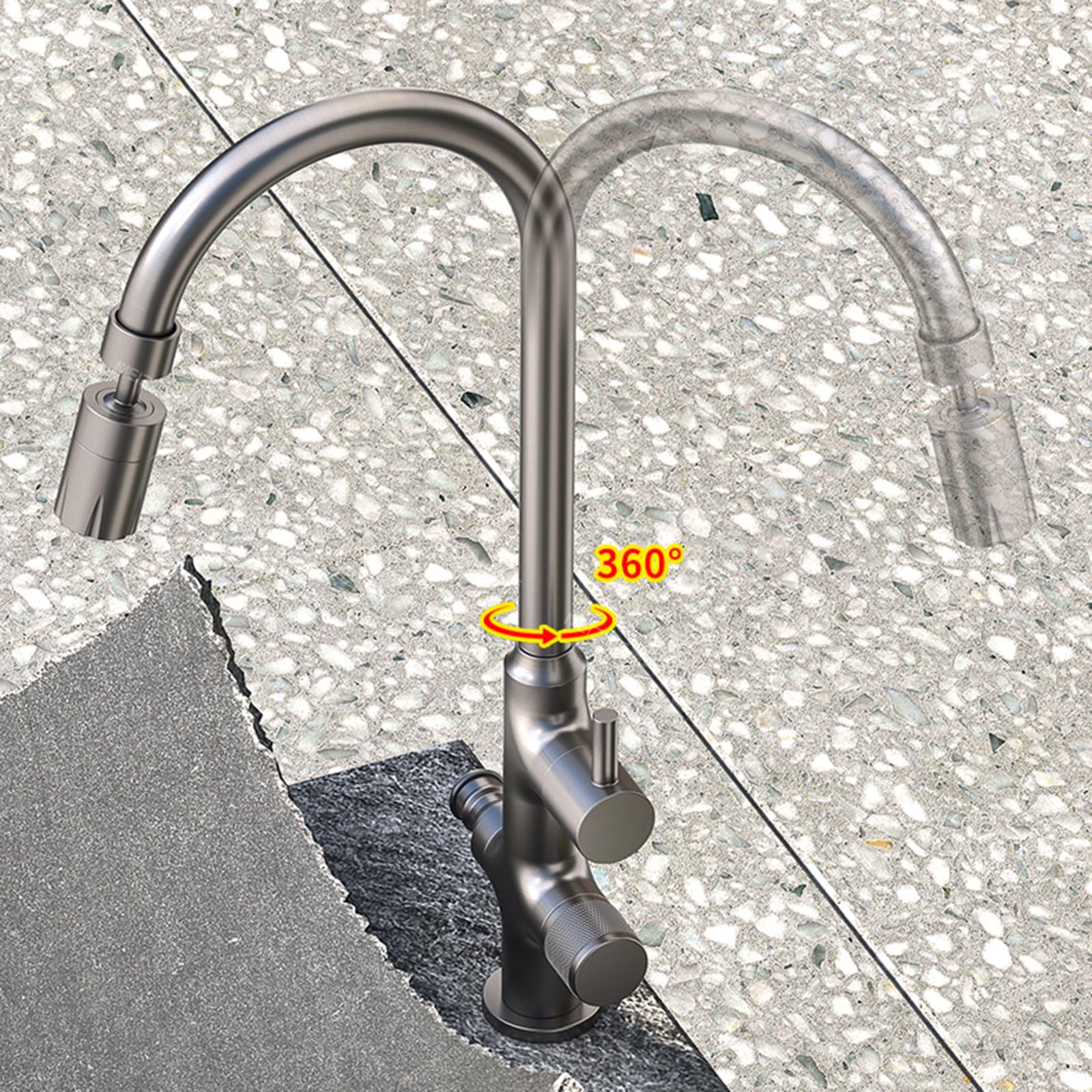 Grifo Exterior Jardin Doble Salida Grifos Para Lavadoras Grifo Agua Fria Modo De Salida De Agua Dual,Negro