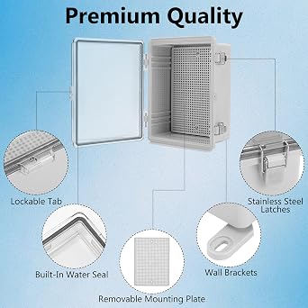 Electrical Junction Box, Waterproof Dustproof Enclosure Hinged Junction Box