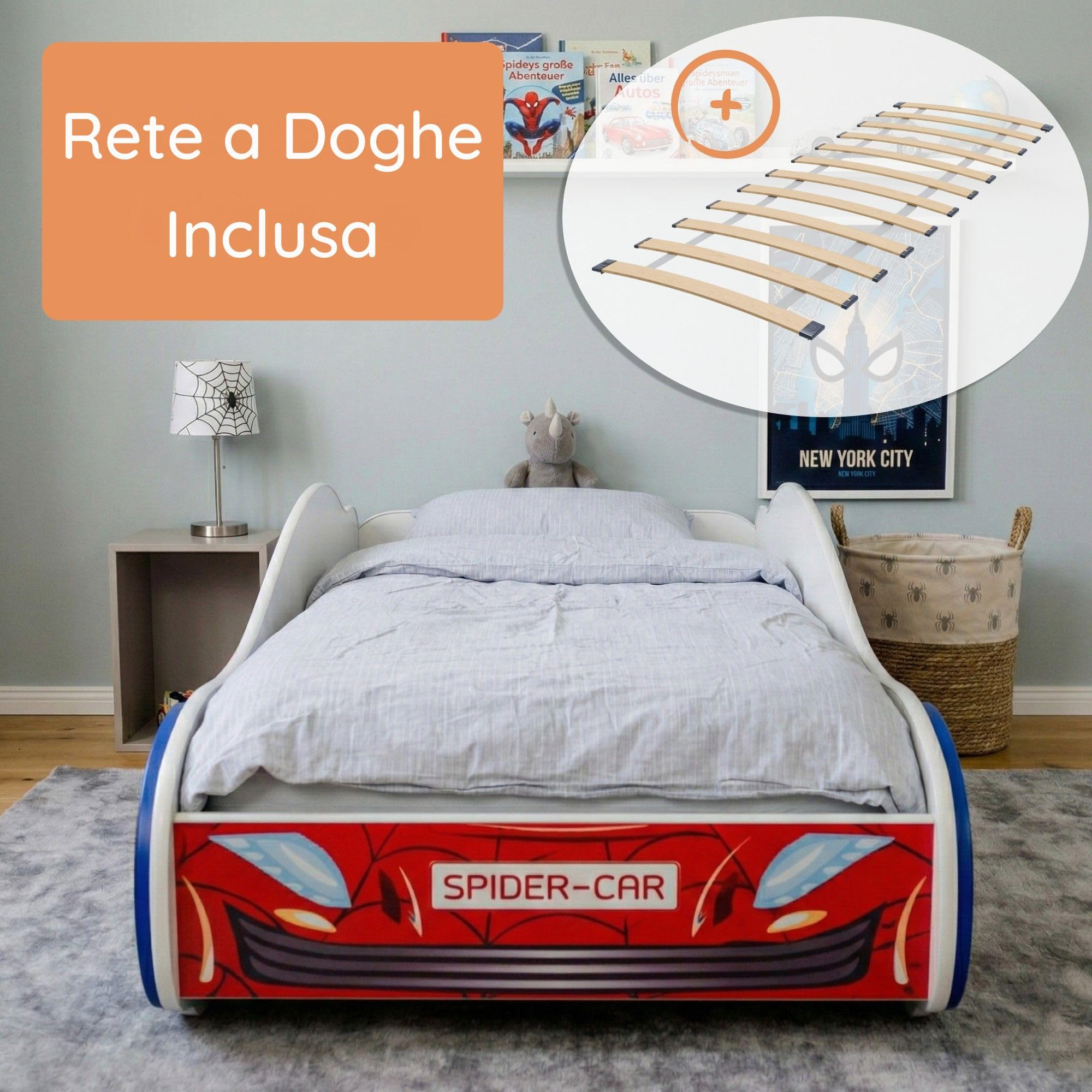 Kids Collective Letto per bambini, letto per ragazzi, 70x140 | 80x160 con anticaduta | Letto da gioco per bambini pilota da corsa da 3 a 10 anni