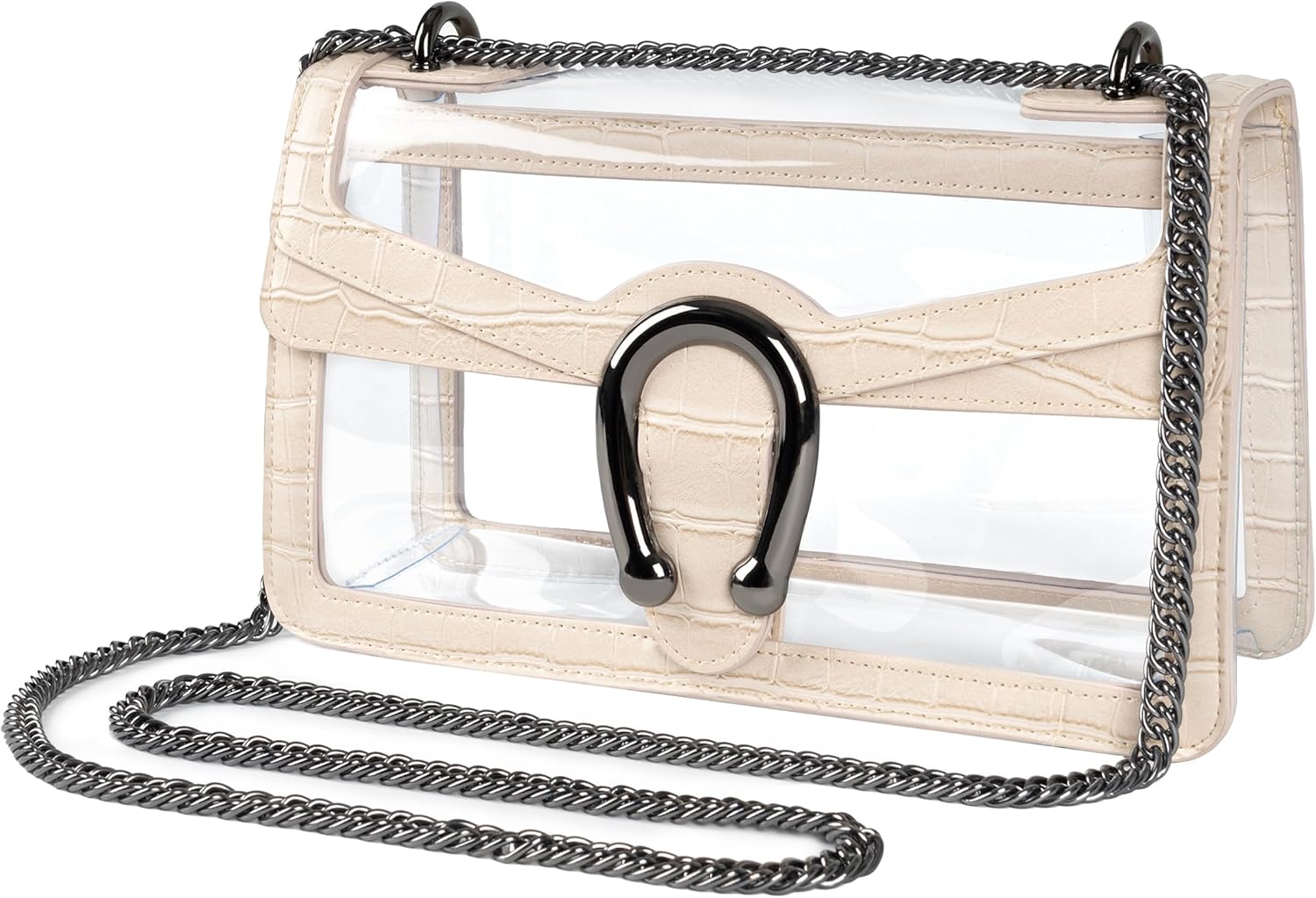 Joryin Women's Stadium Approved Crossbody Bag for Women, Small Clear Bag Shoudler Purse with Chain Strap