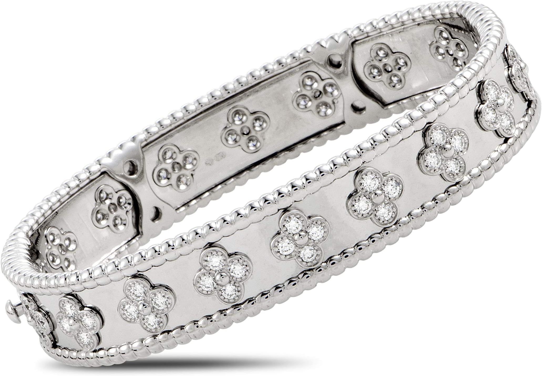 Van Cleef & Arpels (Est.) Van Cleef & Arpels Perlee 18K White Gold Diamond Bangle Bracelet