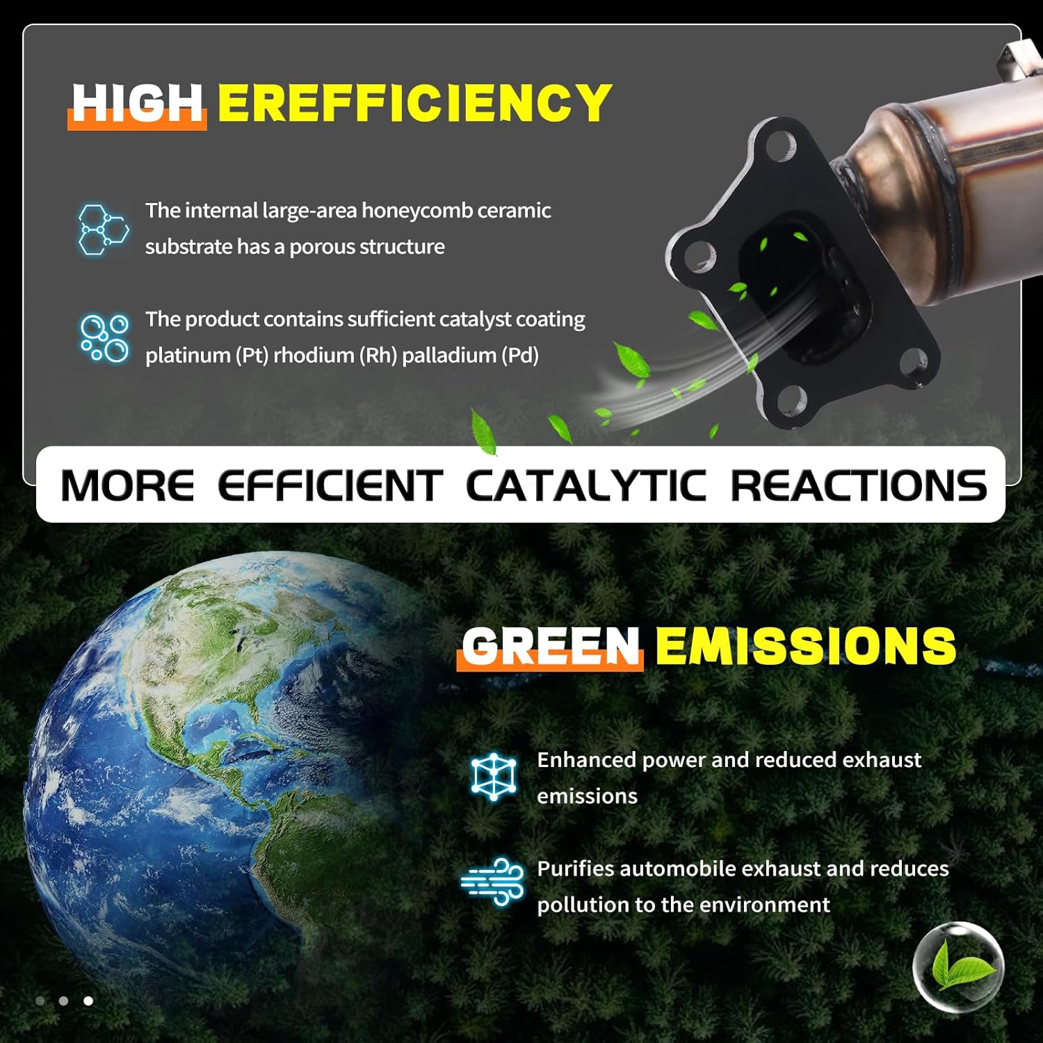 Front & Rear Catalytic Converter Set for 2018-2021 Chevy Traverse & Buick Enclave 3.6L V6, EPA Compliant Replacement 674-067 674-068 50580 50581