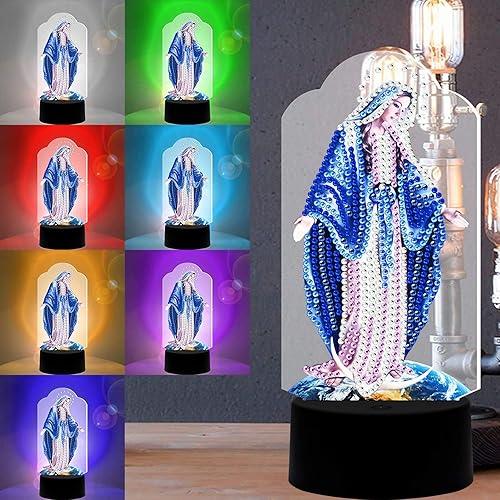 Miniatura 9 de Pintura de diamante para bricolaje con luces LED, kit de dibujo de cristal de forma especial para bricolaje, kit de dibujo de cristal para la noche,