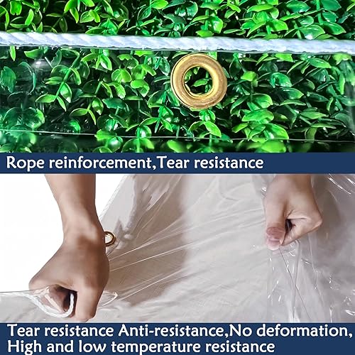 Miniatura 2 de Lonas transparentes resistentes al agua de 20 mil, lona de PVC de 10 x 10 pies con ojales de metal, bordes reforzados resistentes al desgarro, lona