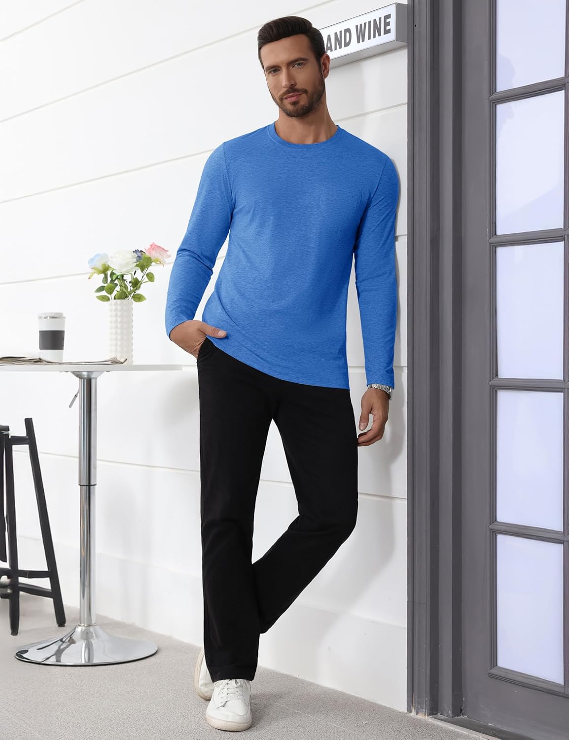 Cotrasen Men's Long Sleeve Tee Shirts Cotton Crew Neck Pocket T Shirts Moisture Wicking Soft Casual Basic Tshirts - Image 7