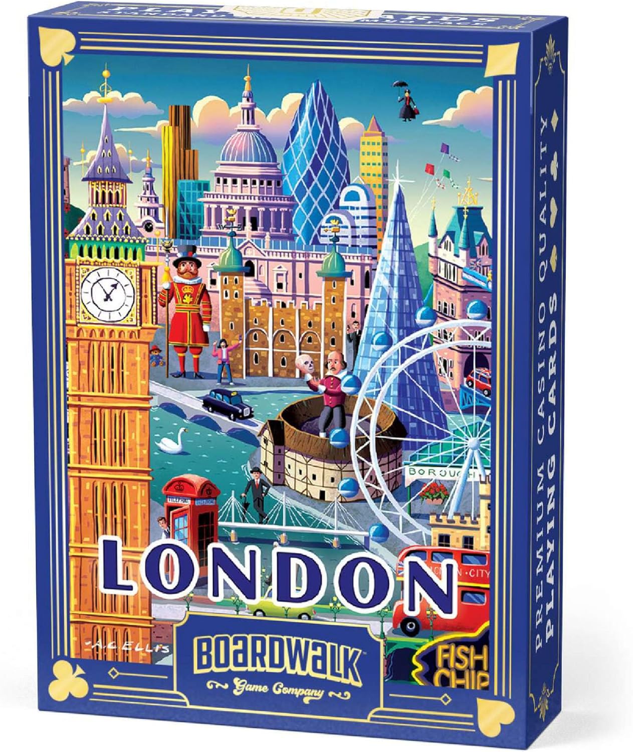 Boardwalk Puzzles Premium Featherlight Unique Playing Cards, Fun Themed Deck for Home and Travel | London