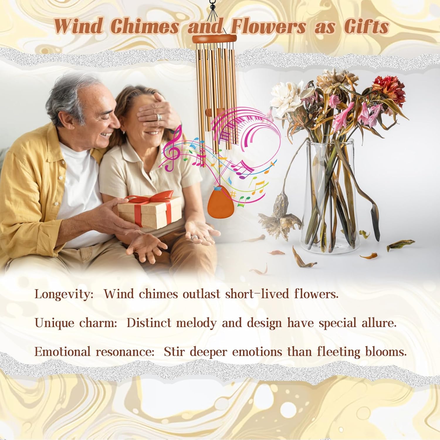 Retirement Gifts Wind Chime, Happy Retirement Decorations for Women, Men, Coworker, Nurse, Veteran, Teacher, Boss (Gold) - Image 3