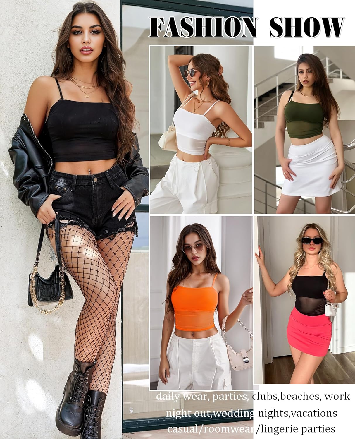 Avidlove Bralettes for Women Spaghetti Strap Mesh Tank Top Tube Slim Y2K Camisole Ultra-Cropped Tops Lightweight(1 & 2 Pcs) - Image 4