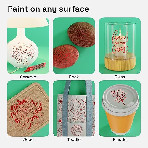 Miniatura 23 de ARTISTRO - 2 plumones de pintura acrílica blanca, punta media de 3 mm, perfectos para manualidades, proyectos de arte y más Blanco