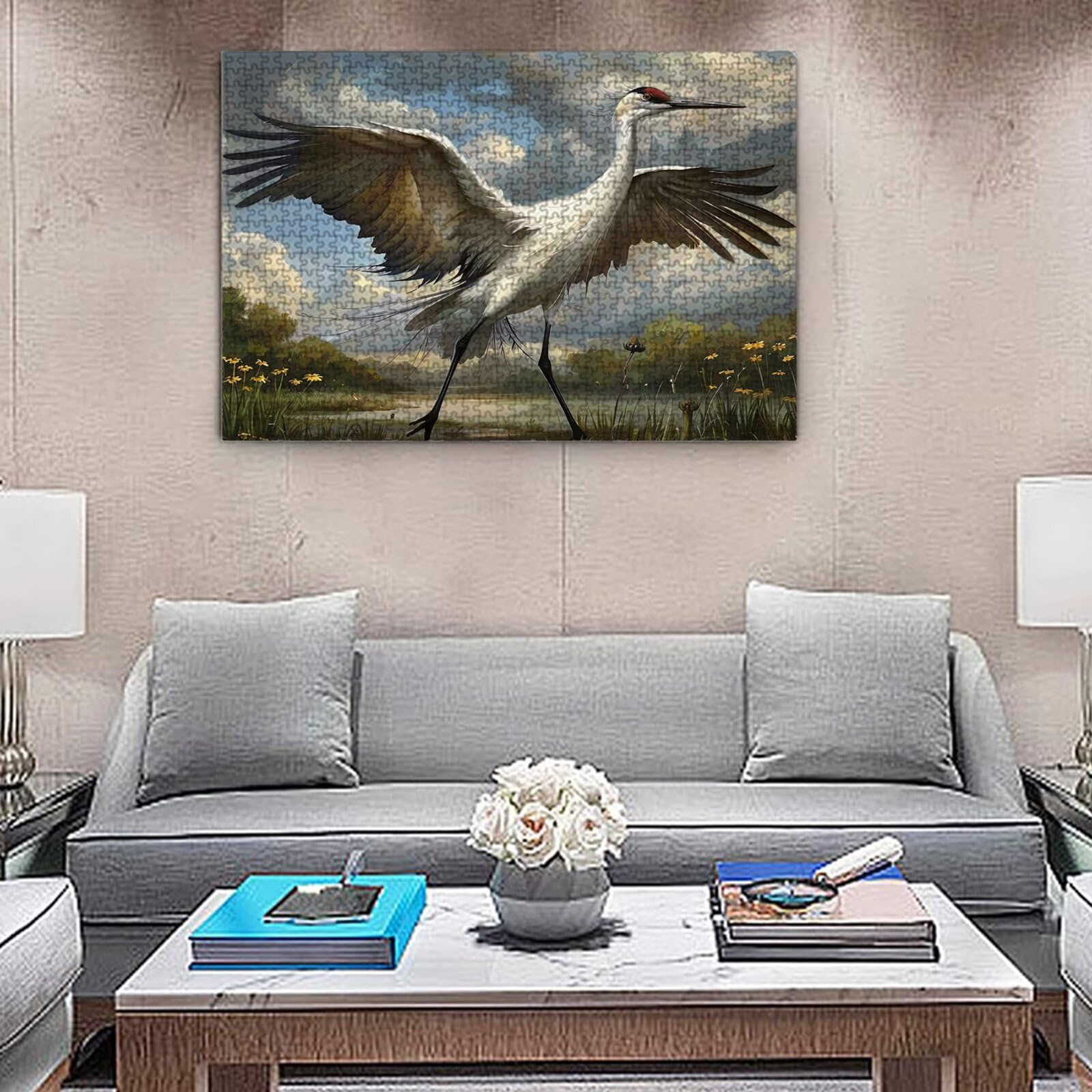 Puzzle dla dorosłych, 2000 sztuk, trudne drewniane puzzle, gra, gra logiczna, gra ręczna, dekoracja rodzinna, kreatywna rozrywka, prezent 70 x 99 cm biały żuraw zwierzę K0F-6
