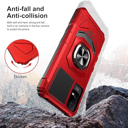 Vista 10 de TCL ION V - Funda para TCL ION V/TCL ION X/TCL 40 Z con protector de pantalla, funda para teléfono TCL ION V, soporte de anillo magnético, Púrpura