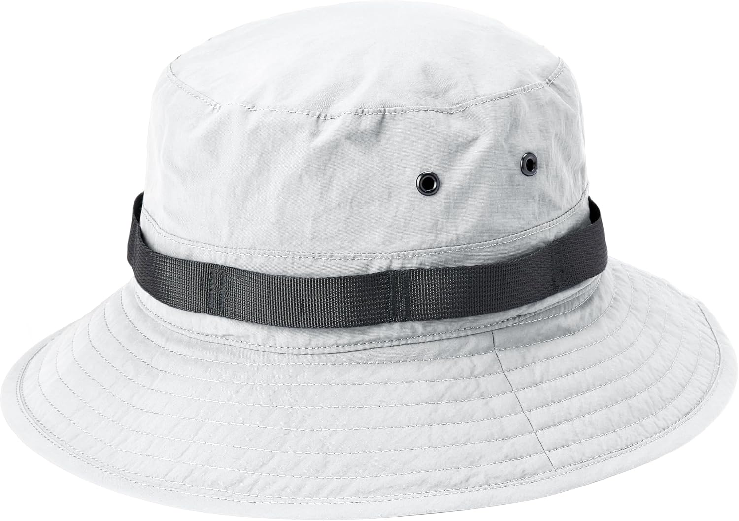 Amazon Essentials Men's Washed Nylon Outdoor Wide Brim Sun Bucket Hat, White, Small-Medium