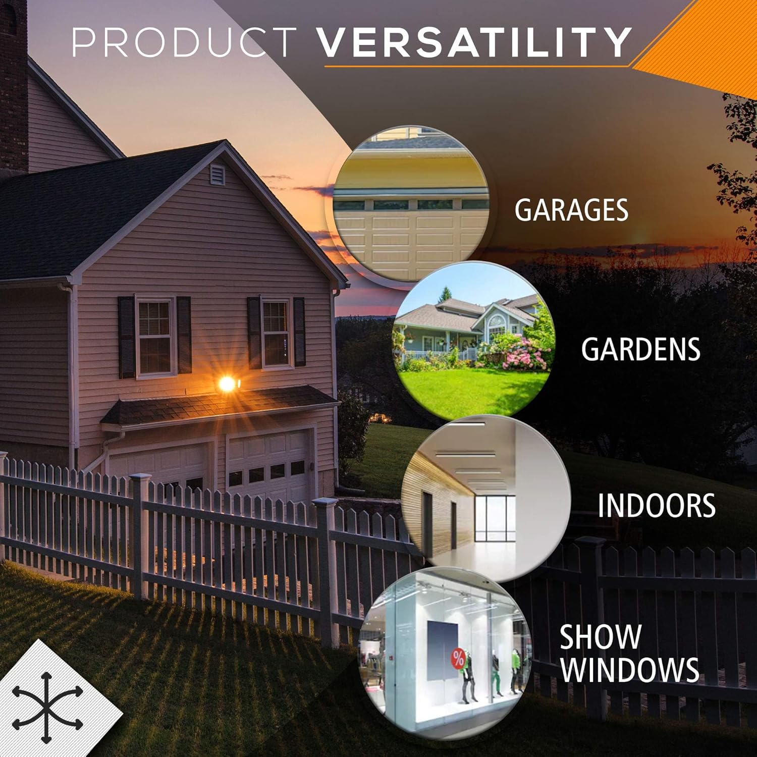 Ciata 15" Outdoor Security Flood Light 2 Head with Heavy Duty Cast Aluminum Body 150W PAR38 Weather Proof Black Finish