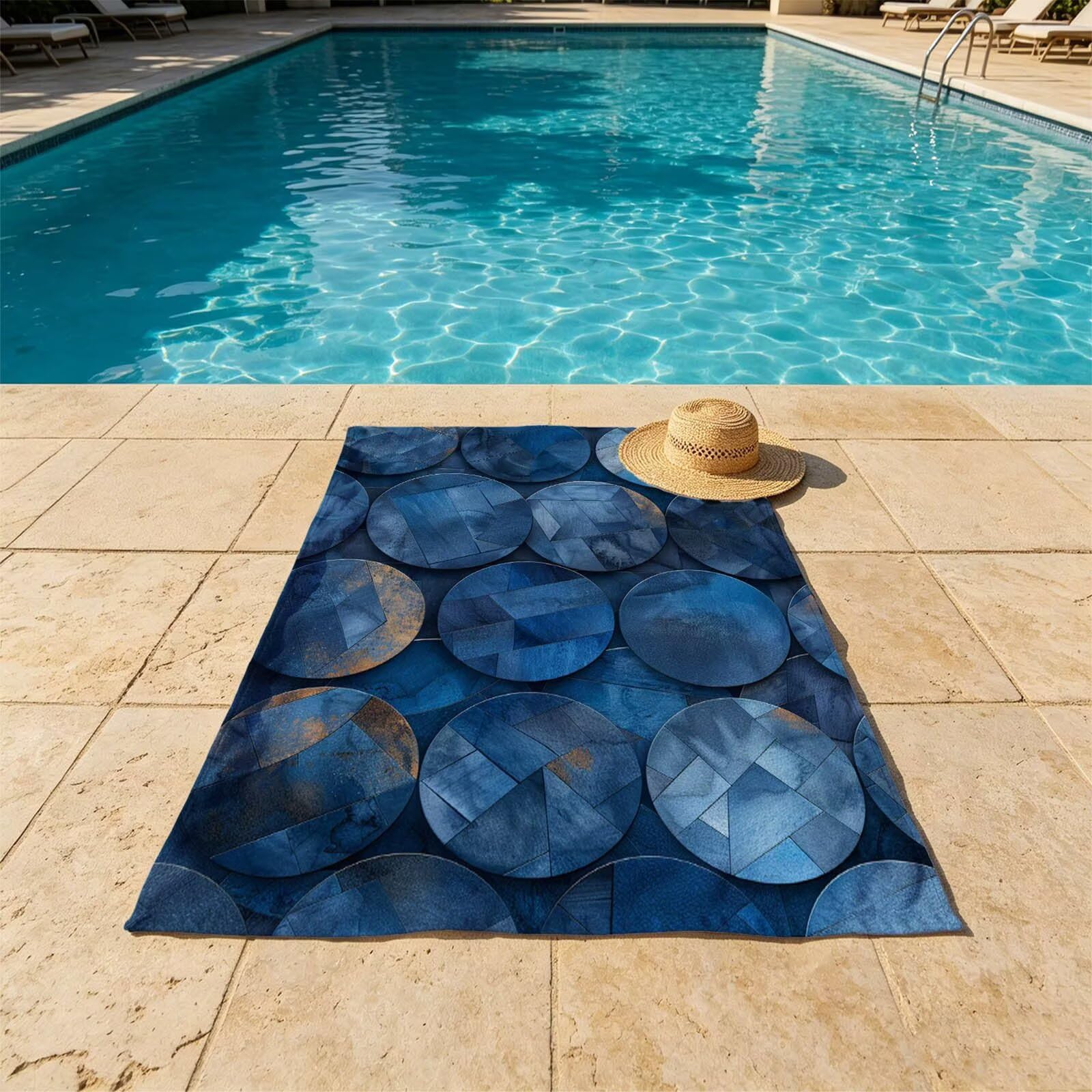 Redondo Toalla Playa 160x220 Resistente a la Arena Secado rápido Ligero, Toalla Playa Grande 220 x 160cm Suave Cómodo como Gym Yoga Sauna Toallas Baño Grandes Travel Essentials Sencillez XTLS-2981