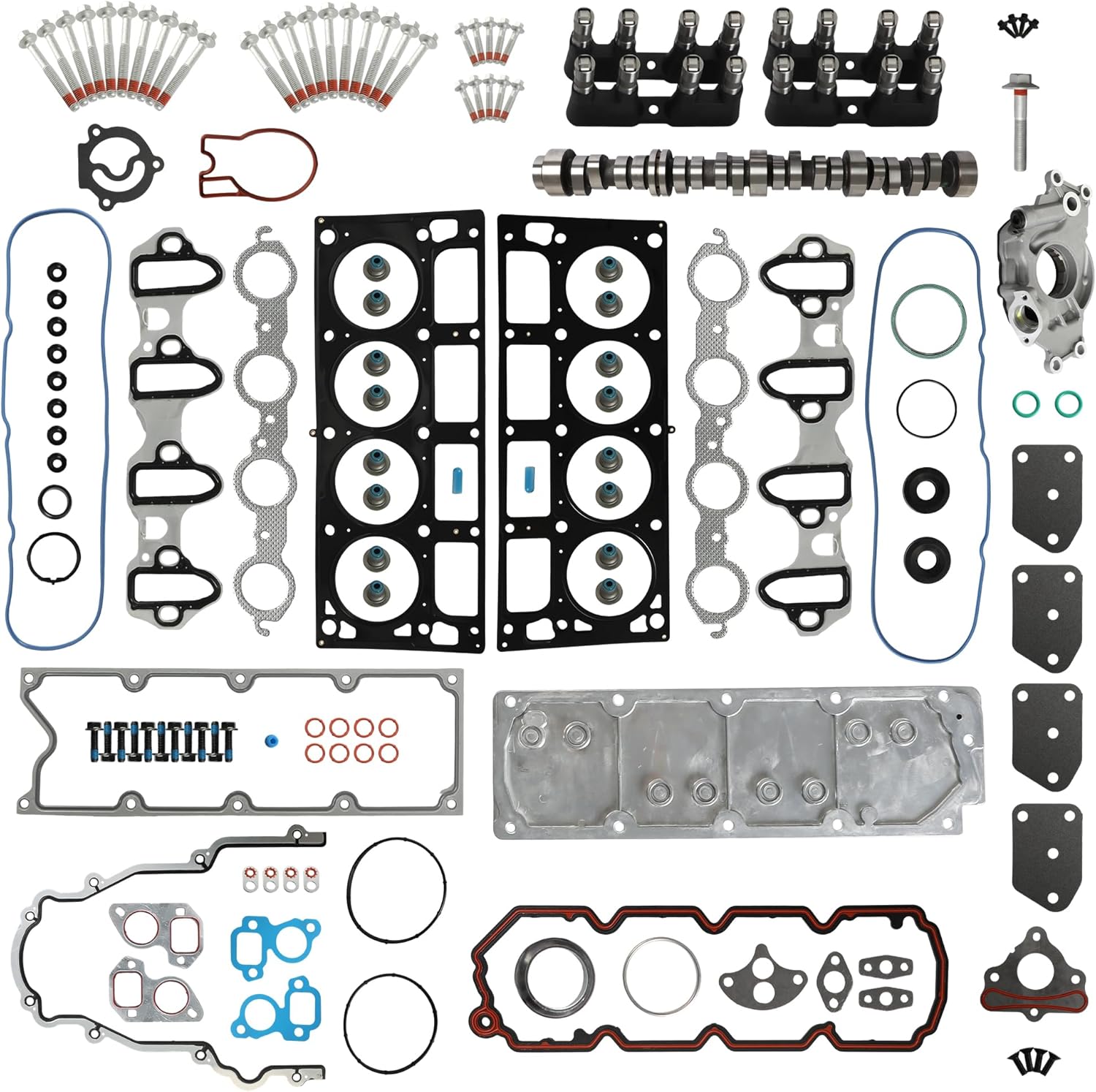 5.3 NON AFM DOD Disable Camshaft Lifter Kit & Head Gasket Set Oil Pump Fit For Chevy Avalanche Silverado Suburban Tahoe GMC Sierra Envoy Yukon Buick Rainier Saab 5.3L V8 2007-2013 12625437 12499225
