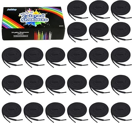 Auihiay 24 Pairs Flat Colored Shoelaces Shoestrings for Sneakers Skate Shoes Sport Shoes Boots