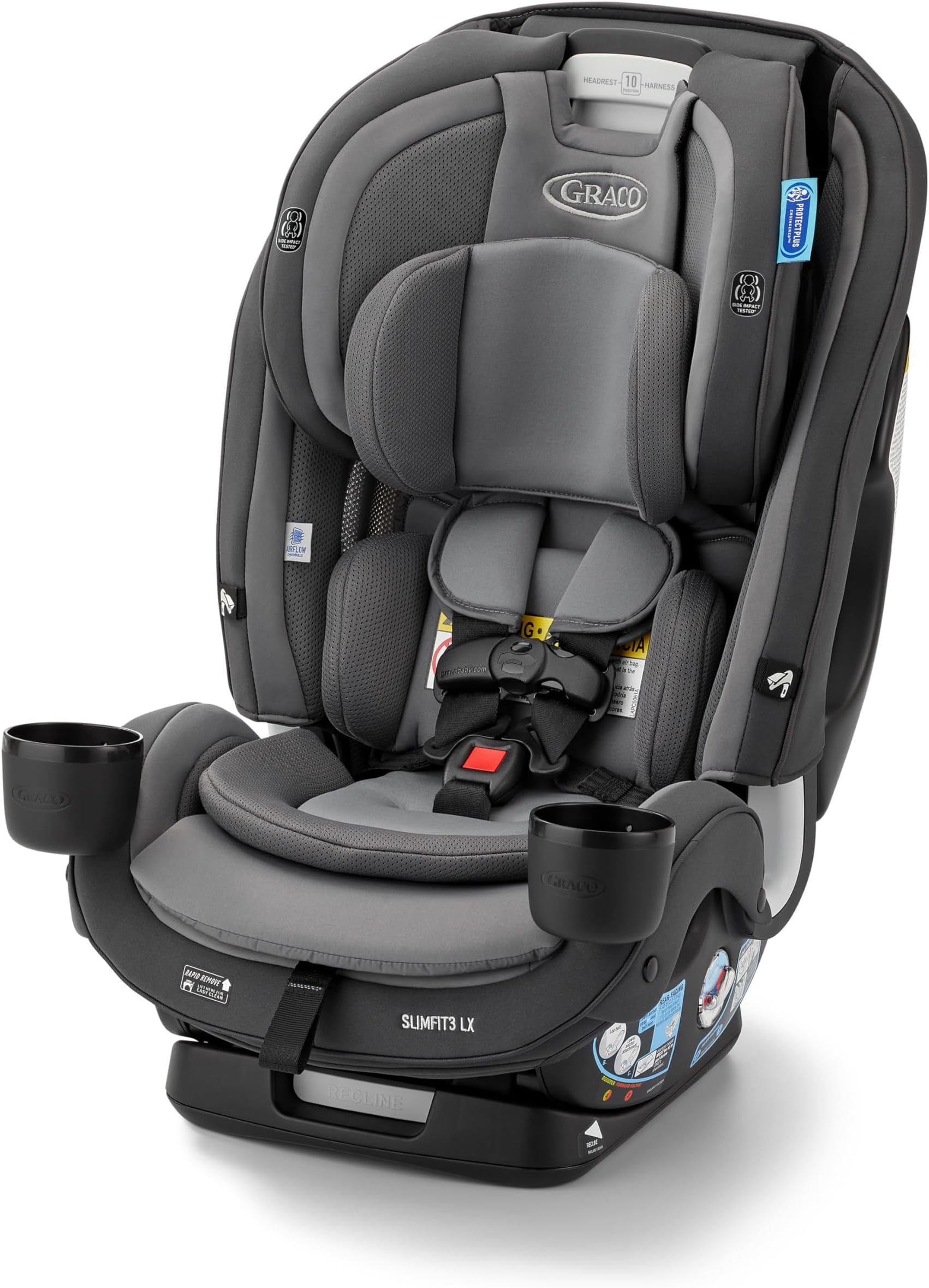 SlimFit3 LX 3-in-1 Convertible Car Seat, Slim Car Seat Fits 3 Across, Rear Facing, Forward Facing, to Highback Booster Seat, Perfect for Baby Travel & Gift for New Parents, Kunningham