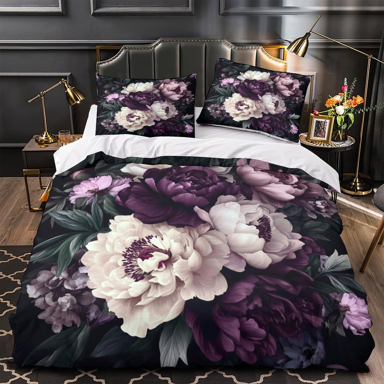 Housse de couette vintage floral microfibre 3 pièces pour lit enfant single