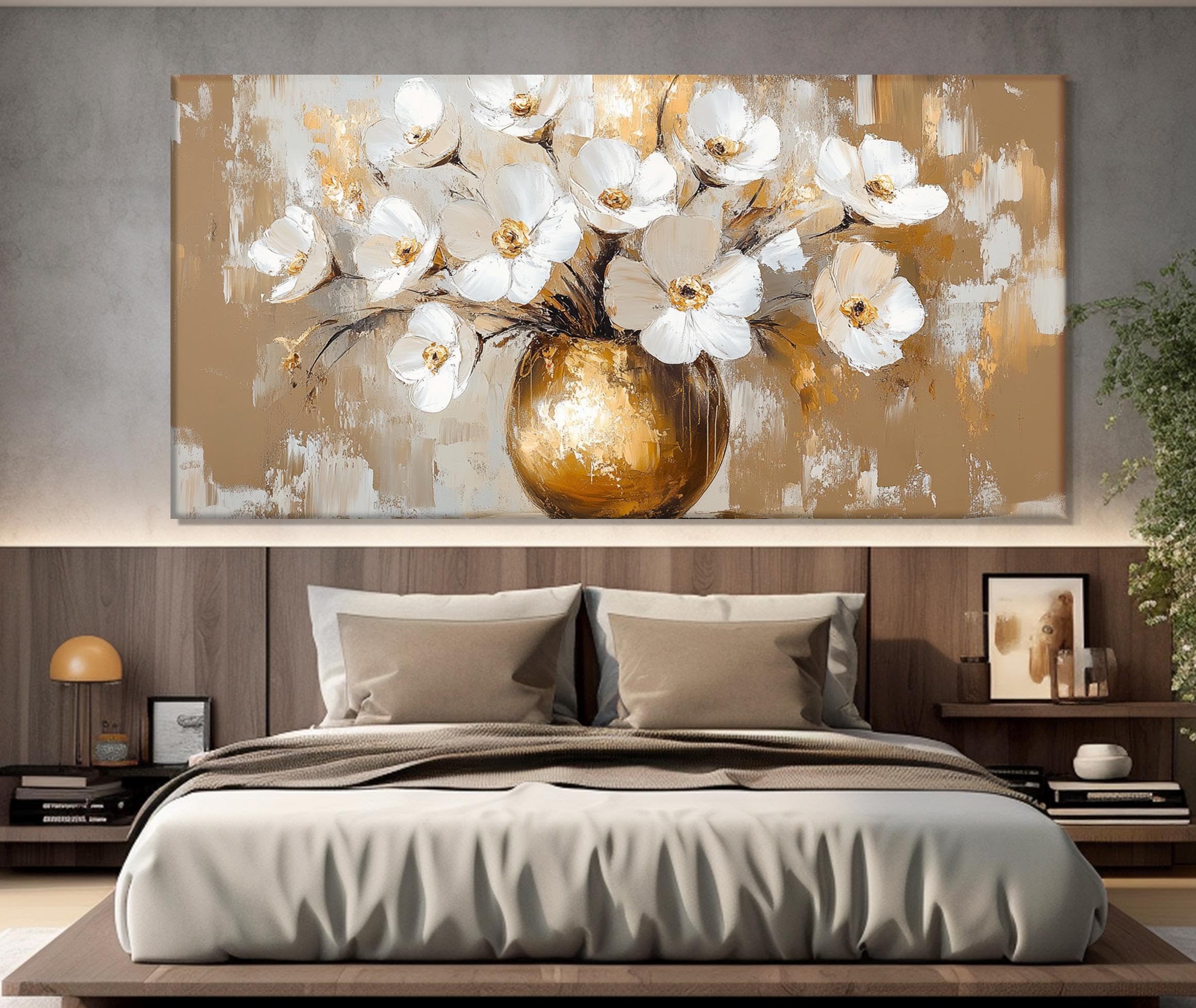 Affiche de nature morte de luxe fleurs blanches et vase doré - 7