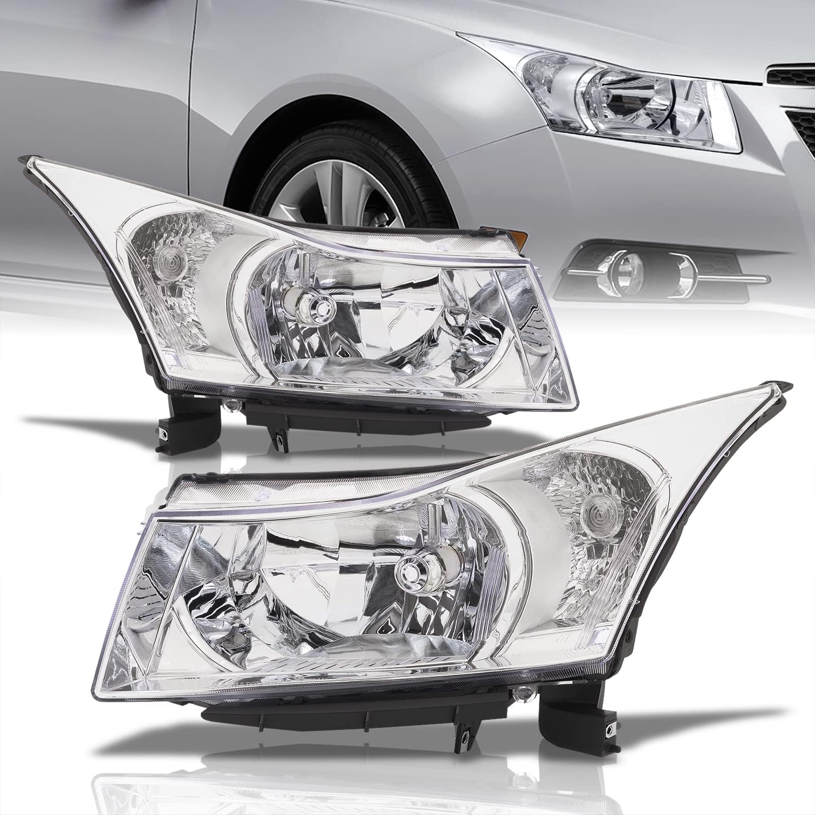AJP Distributors Headlights Assembly Headlamps Head Lights Bumper Signal Driving Lamps Pair Set Compatible/Replacement For Cruze LS LT LTZ Cruz Limited 2011 2012 2013 2014 2015 2016 11 12 13 14 15 16