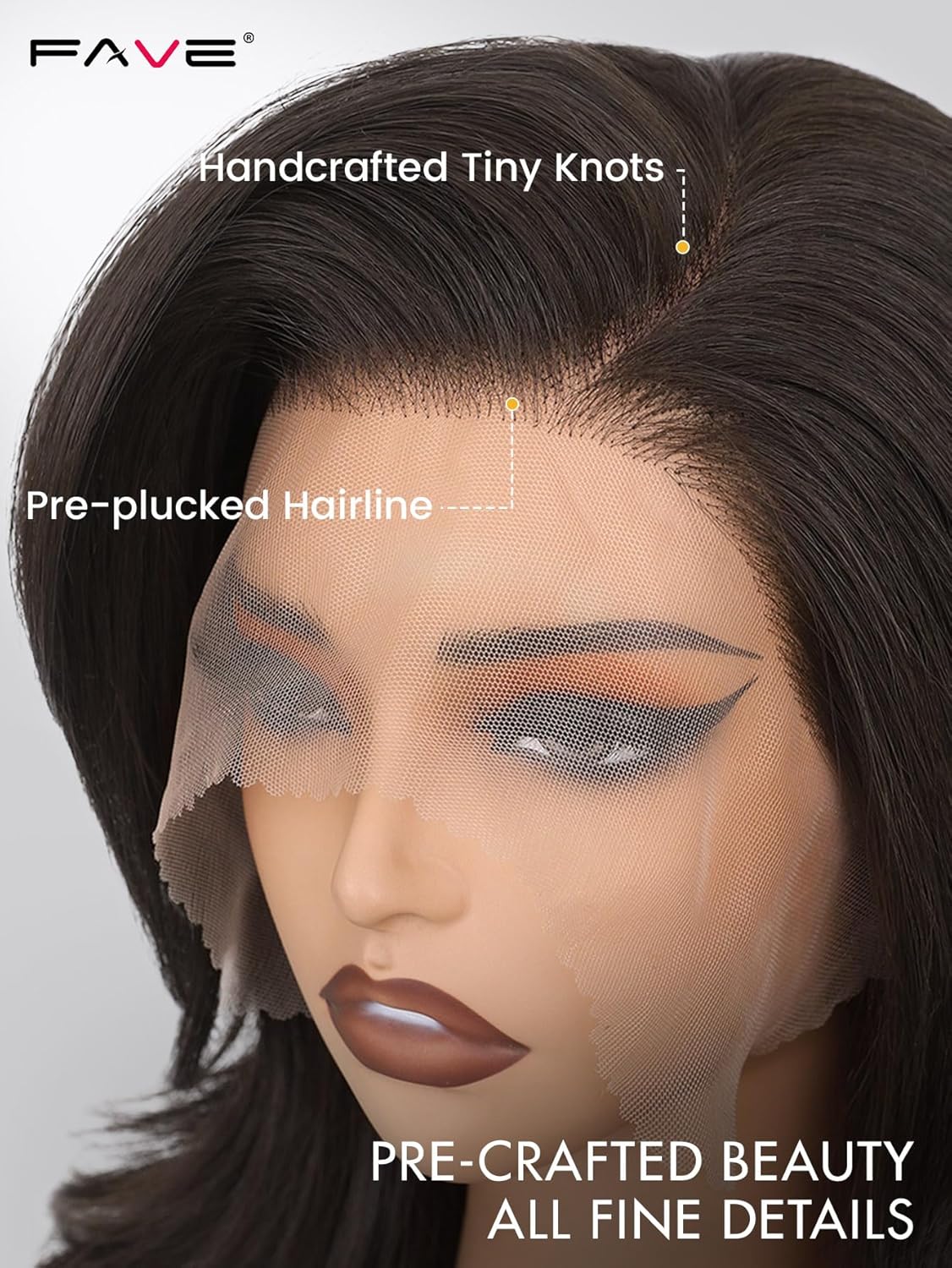 FAVE 18 Inch Brown Layered Wig 13×6 HD Lace Front Wig Pre-Plucked Hairline Kanekalon Futura Synthetic Wig for Women Daily Use Layered Hair with Butterfly Cut
