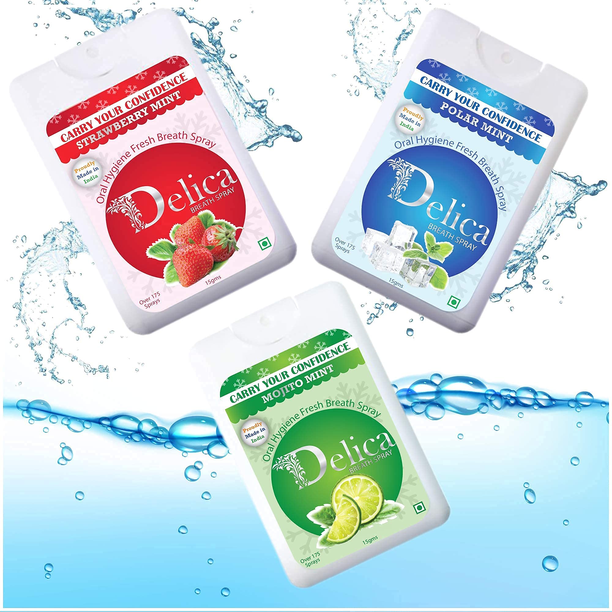Qelica Delica Instant Mouth Freshner Spray Pocket Friendly Breath Of Fresh Air With Strawberry , Polar Mint & Mojito Mint - 15g Each (Pack of 3) (B085Y79924) Amazon Price History, Amazon Price Tracker