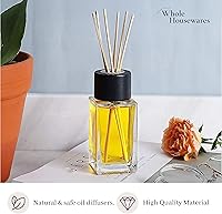 Vista 2 de WHOLE HOUSEWARES Varillas Difusoras Naturales en Botellas de Carrizo Vidrio Transparente para Decoración del Hogar para Cocina y Sala de Estar