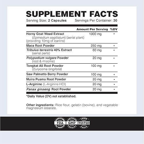 Miniatura 2 de Osyris Nutrition Lab GORIL-X Potenciador de energía para hombres  Suplemento de entrenamiento  Aumenta el tamaño, la fuerza y la energía  1000 mg