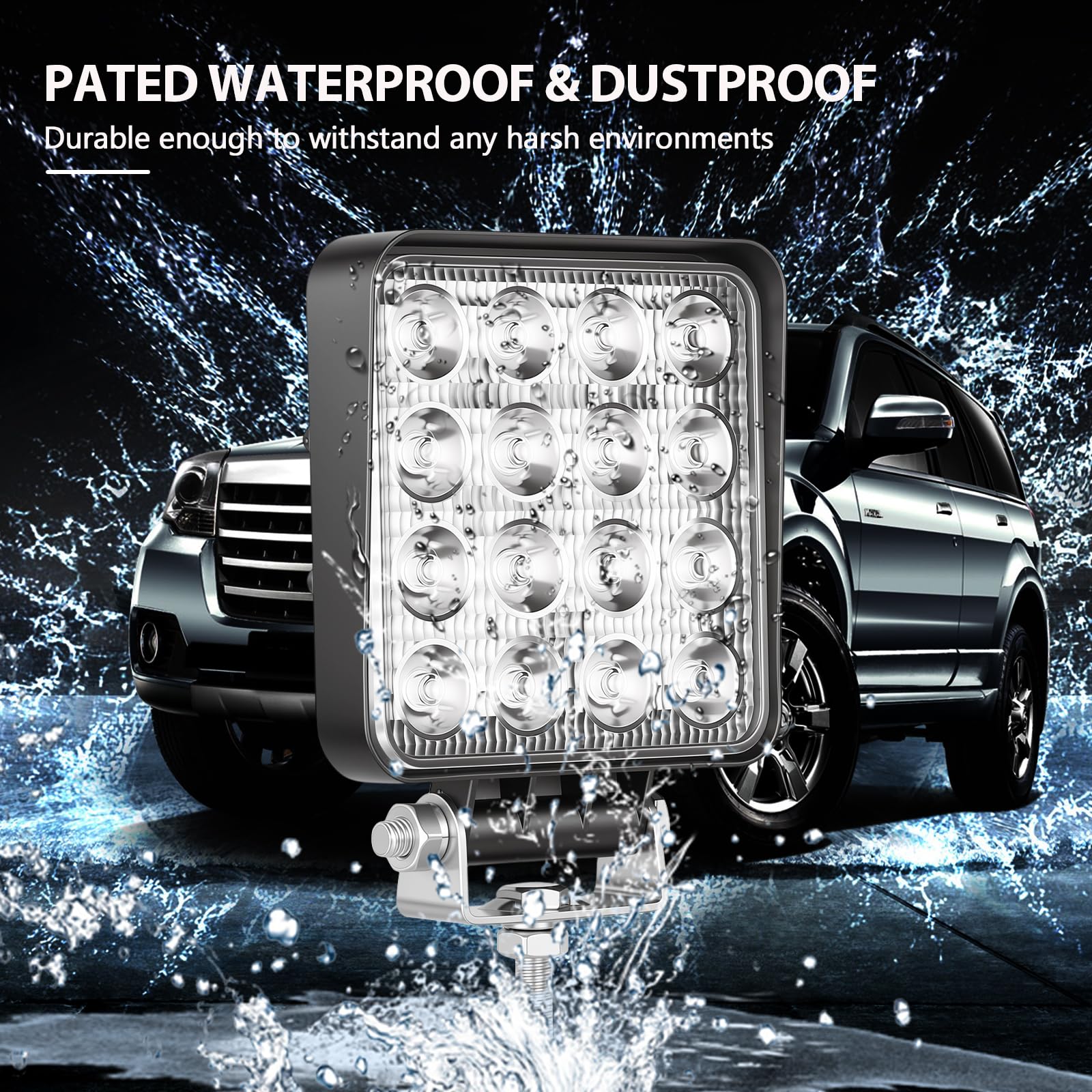 Willpower 10 szt., 48 W, światła robocze LED, wiązka punktowa, listwa świetlna LED, 12 V 24 V, oświetlenie LED, światła do jazdy terenowej, wodoodporne lampy przeciwmgielne do ciągników ciężarowych, 4