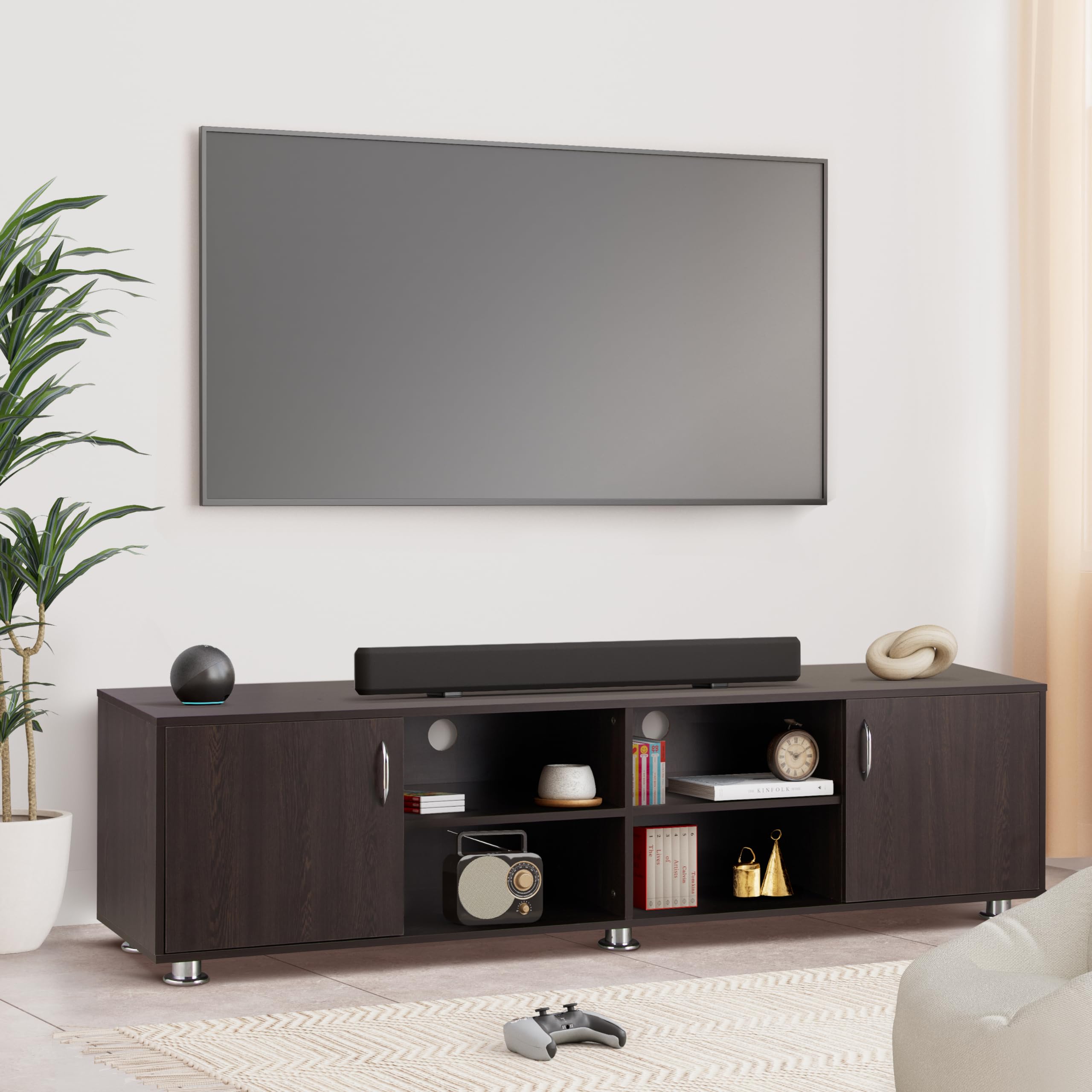 Amazon Brand - Solimo Uno Engineered Wood TV Stand Cum Entertainment Unit (8 Shelves, Wenge Finish) (B0C8V5R1N9) Amazon Price History, Amazon Price Tracker