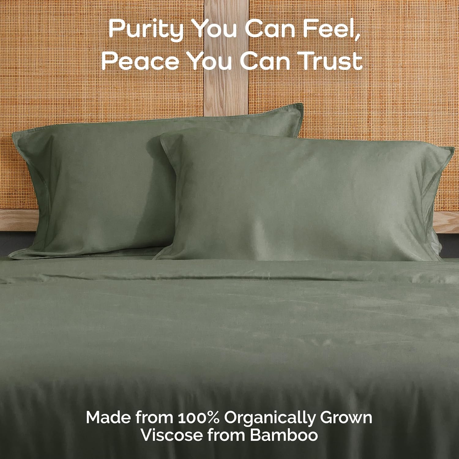 Pillow Cases Queen Size Set of 2 Pillowcases 100% Viscose from Bamboo Cooling Pillowcases, Soft & Breathable Pillow Case with Envelope Closure, Green Pillow Cases (Moss) - Image 2