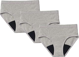 Brief 3-Pack Period Underwear for Teens, Cotton Underwear Holds 5 Tampons, Feminine Care Period Panties