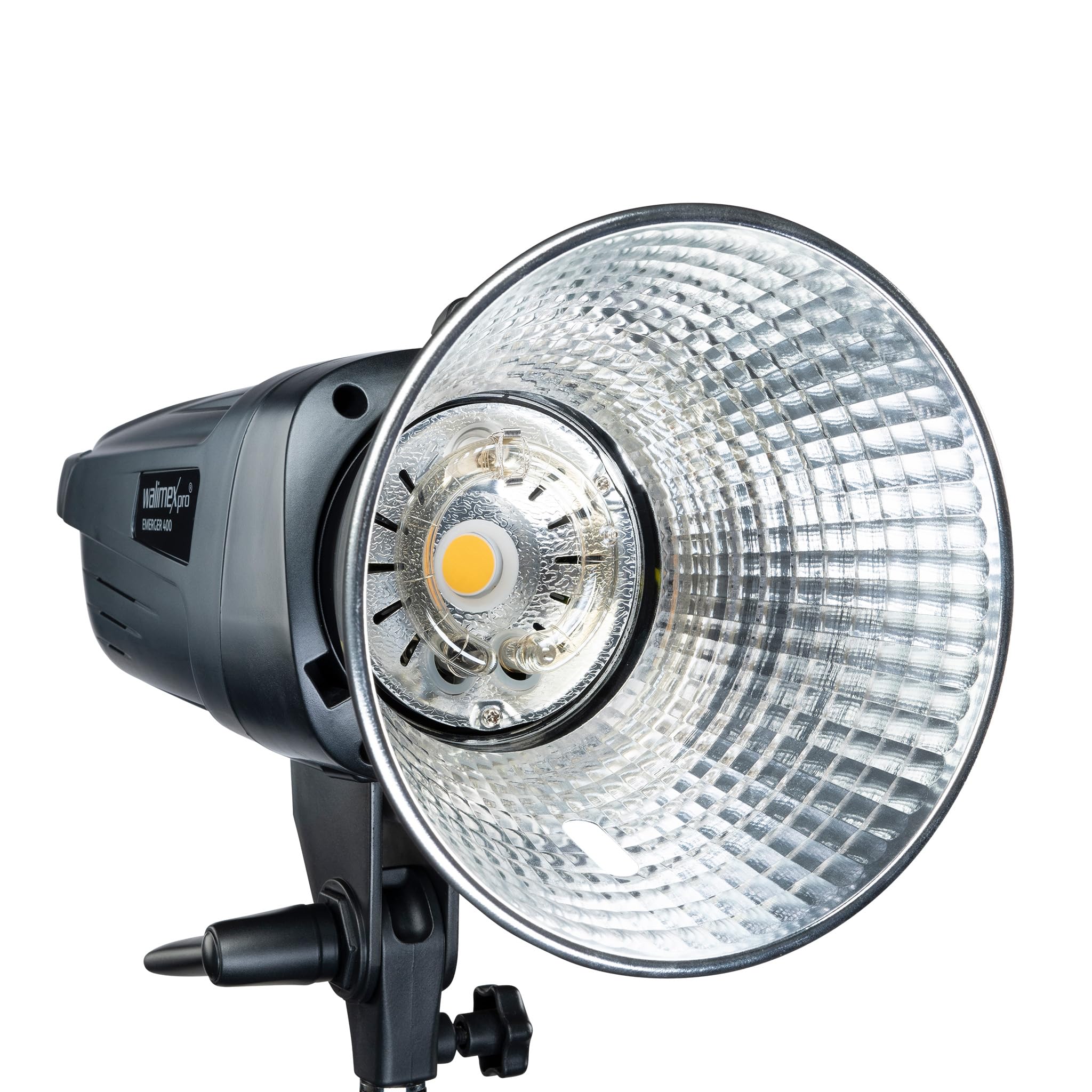 Walimex pro Emerger 400 Studioblitz mit 400 Ws Blitzleistung, Blitzgerät mit 2,4 GHz Funk, Fotoblitz mit kurzer Wiederaufladezeit, Blitzleuchte mit dimmbarem LED-Einstelllicht