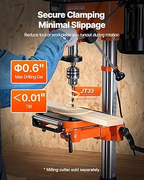 VEVOR 12 in Benchtop Drill Press, 5 Amp 120V, Variable Speed Cast Iron Bench Drill Press, 12 in Swing Distance 0-45 Tiltling Worktable with Laser Work Light, Tabletop Drilling Machine for Wood Metal