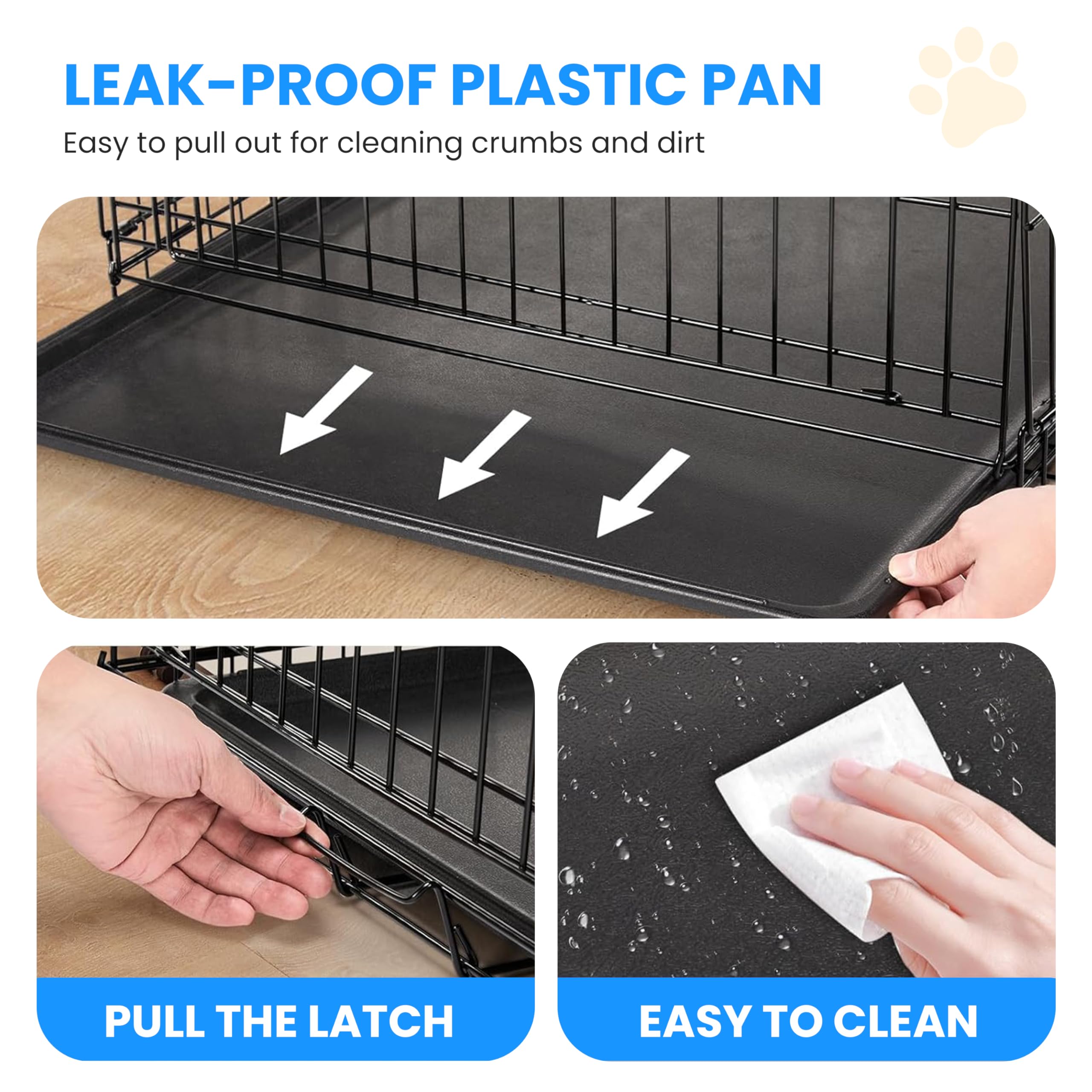 Simple Deluxe Cage pour chien de taille moyenne de 76,2 cm avec séparateur, cage pliante à double porte en fil métallique avec plateau en plastique anti-fuite, niche portable pour intérieur, extérieur