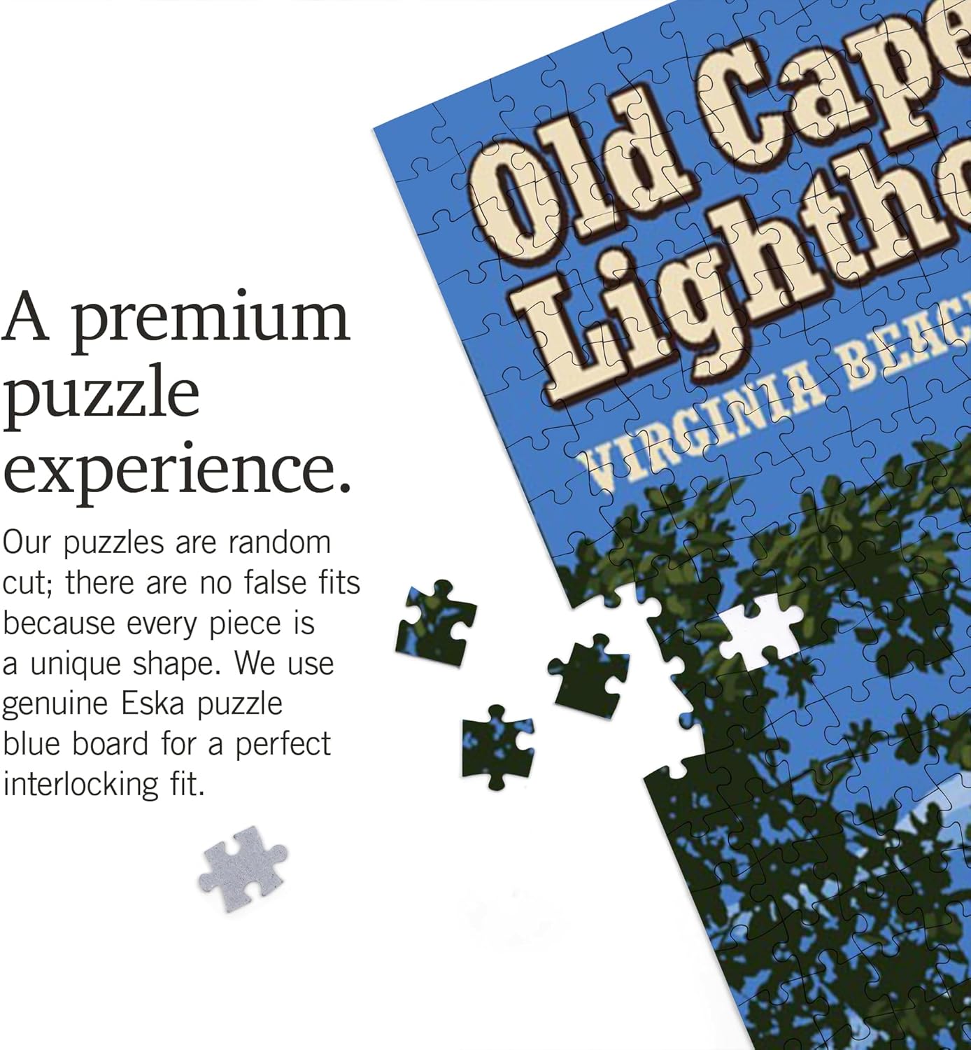 Lantern Press Virginia Beach, Virginia, Old Cape Henry Lighthouse 1000 Piece Jigsaw Puzzle for Adults, Made in USA with Reference Poster